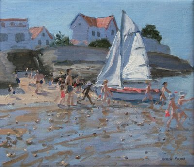 White sailboat, Palais sur Mer, France by Andrew Macara